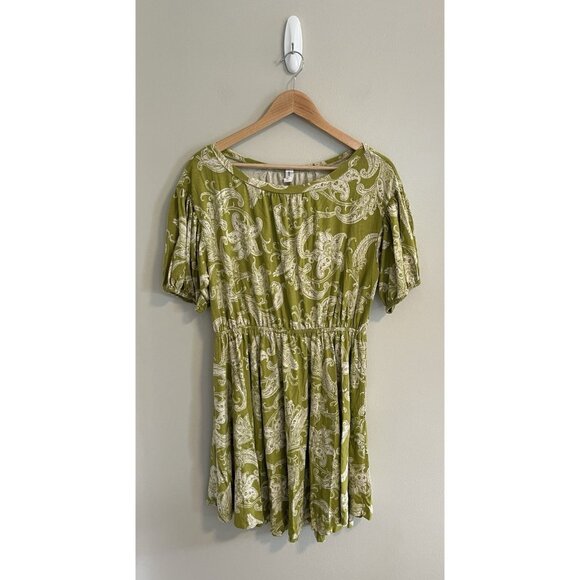 Daily Practice by Anthropologie Sz M Green Floral Paisley Mini‎ Dress Pockets - Picture 1 of 8